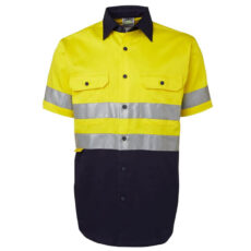 6HSS Hivis Short Sleeve Cotton Drill Shirt, 3m Tape