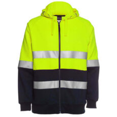 HiVis Full Zip Fleecy Hoodie, 3M Reflective Tape