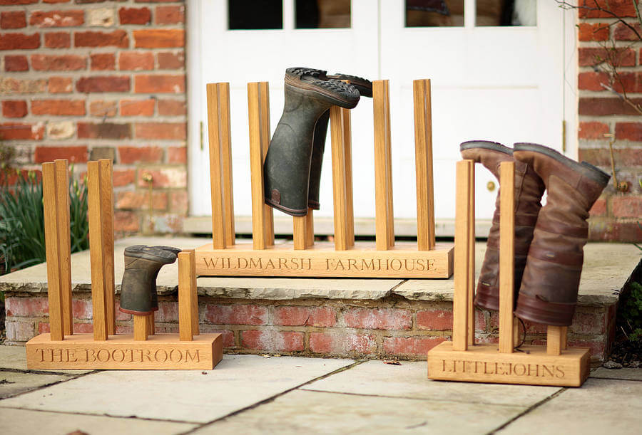 stop your boots from smelling by drying them on a rack