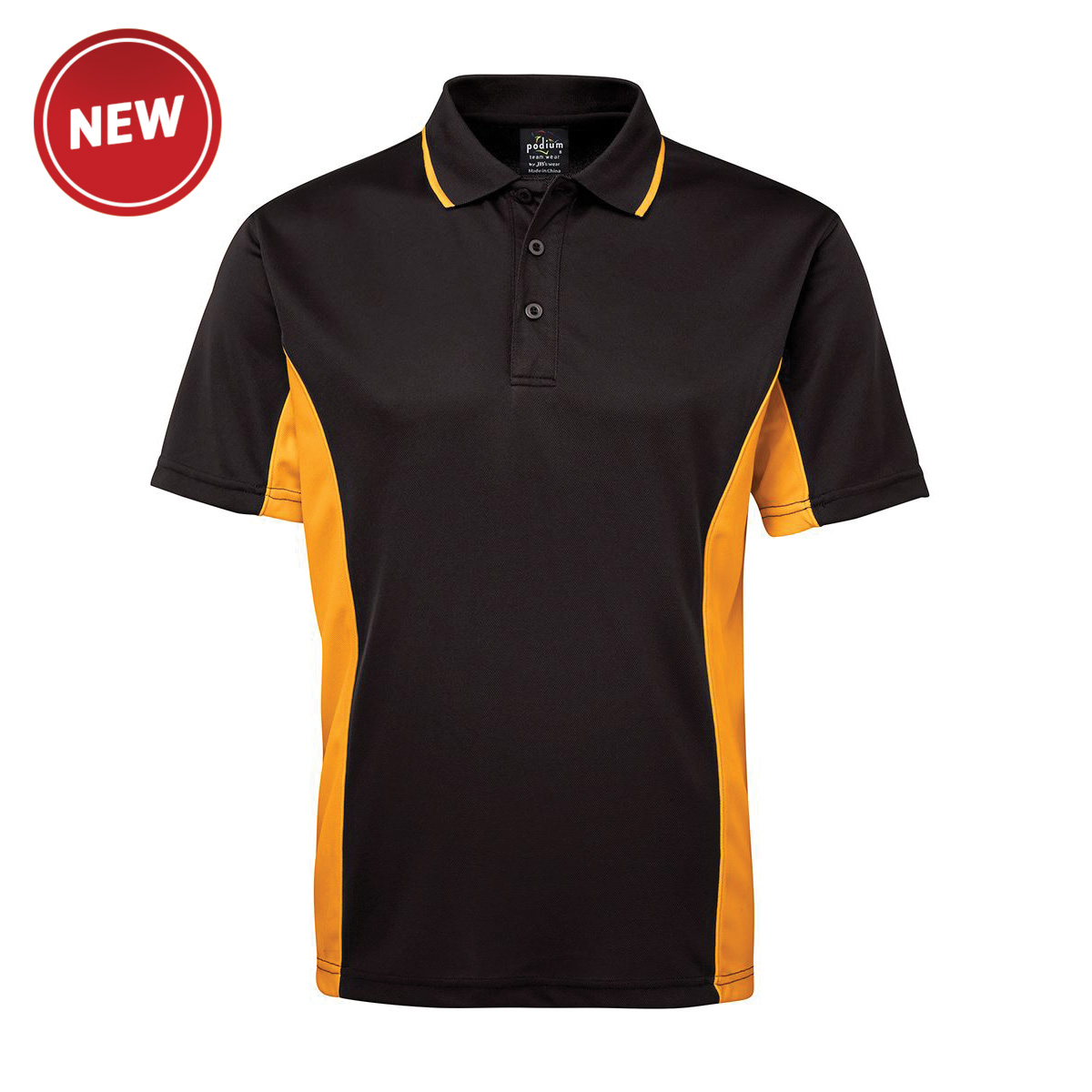 Men Contrast Polo_Black-Gold