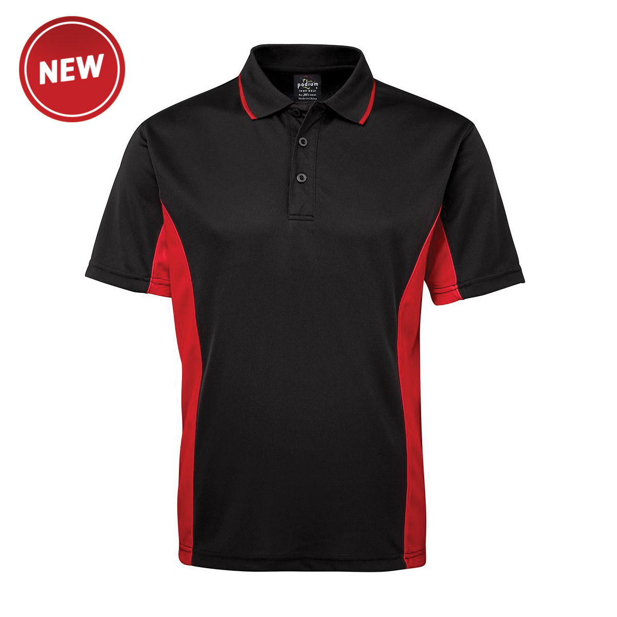 Men Contrast Polo_Black-Red