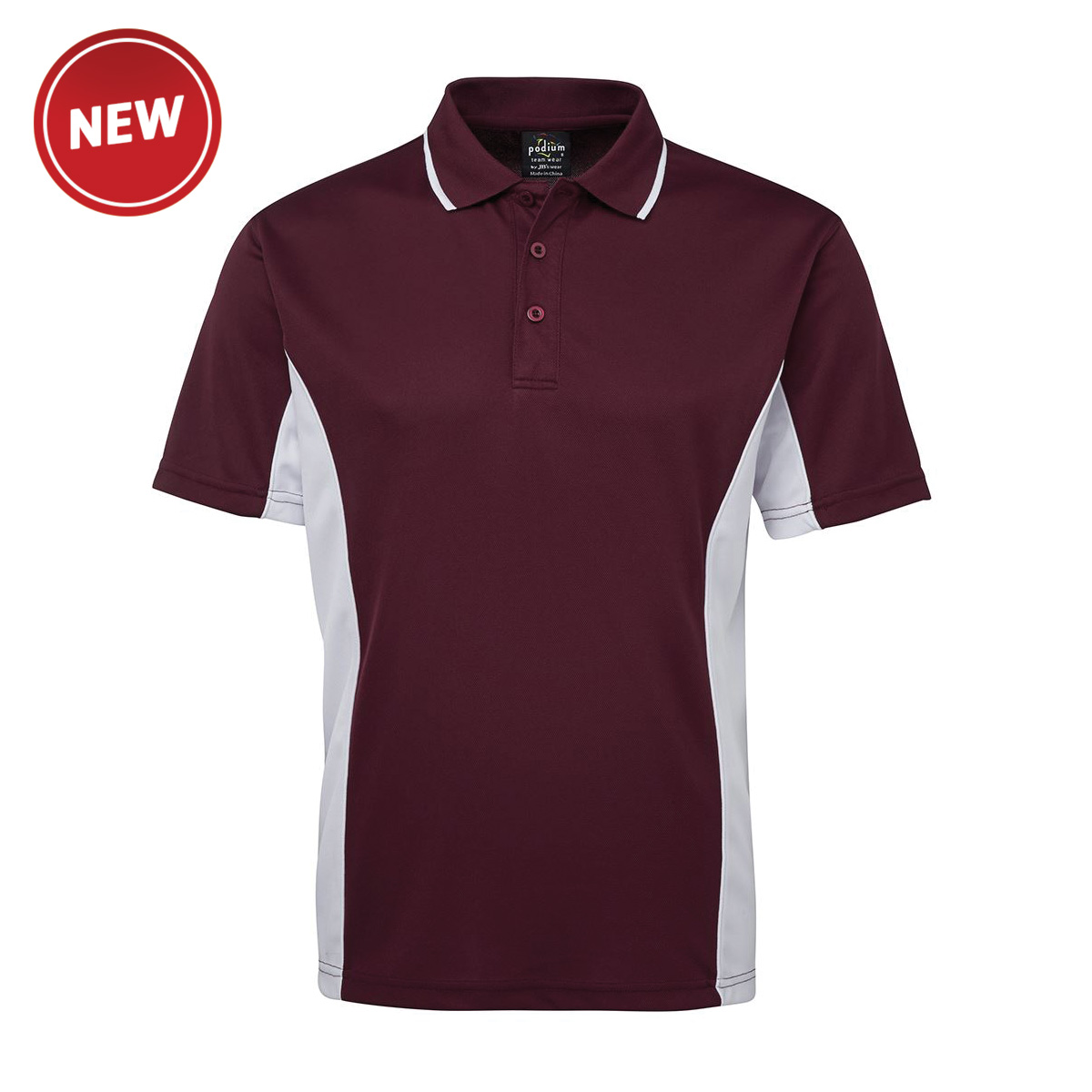 Men Contrast Polo_Maroon-White